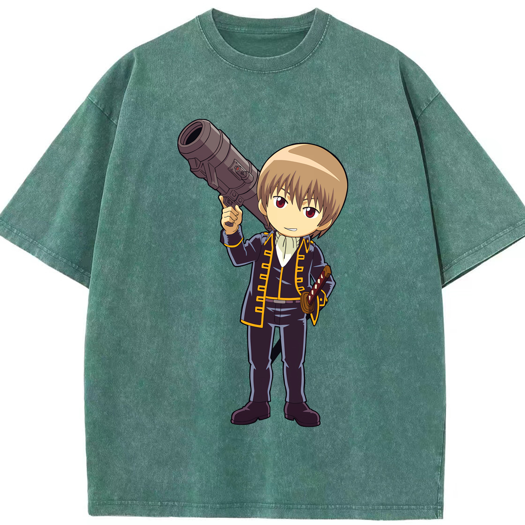 （画像用） ぎんたま 坂田銀時（さかたぎんとき） 神楽 志村新八（しむら しんぱち） GINTAMA Sakata Gintoki Kagura Shimura Shinpachi 綿100% ヴィンテージ風 半袖Tシャツ（フロントプリント）
